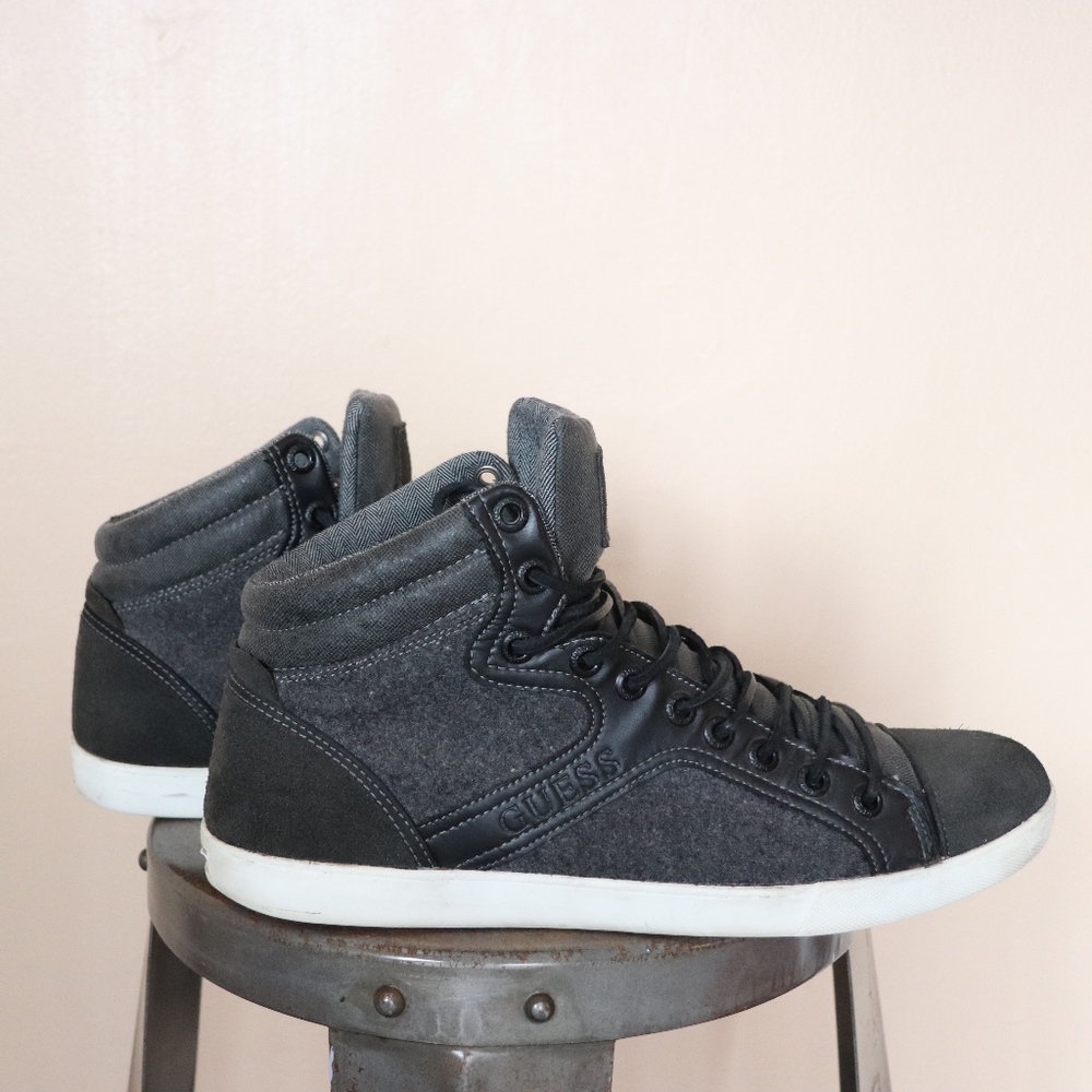 GUESS Grey Suede / Leather Hi-Top Sneakers